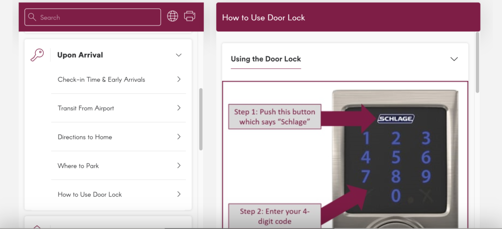 Airbnb check-in instructions