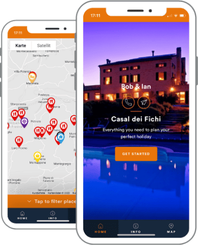 Casal Dei Fichi guidebook - home screen in front of map tab