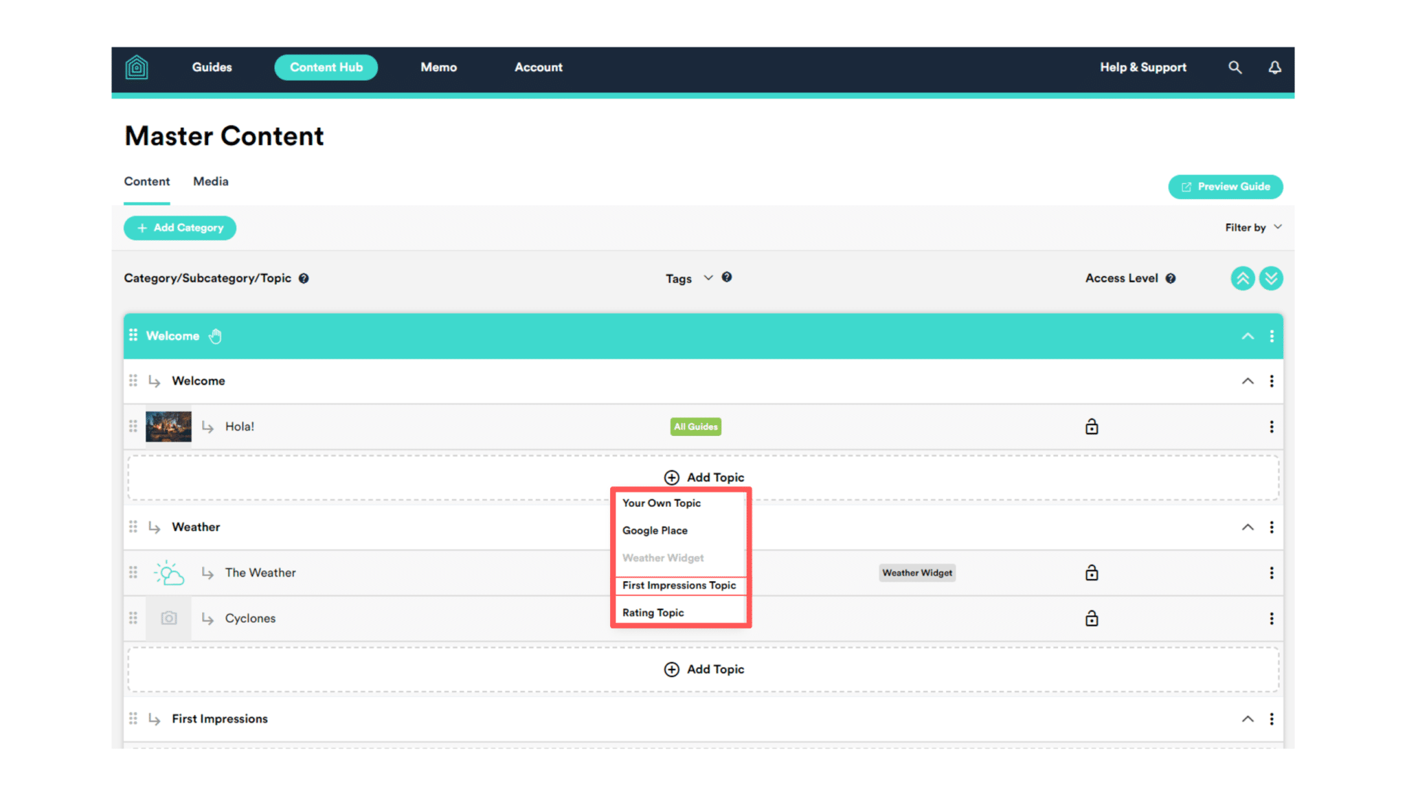 Topic – First Impression Screenshot of First Impressions Topic