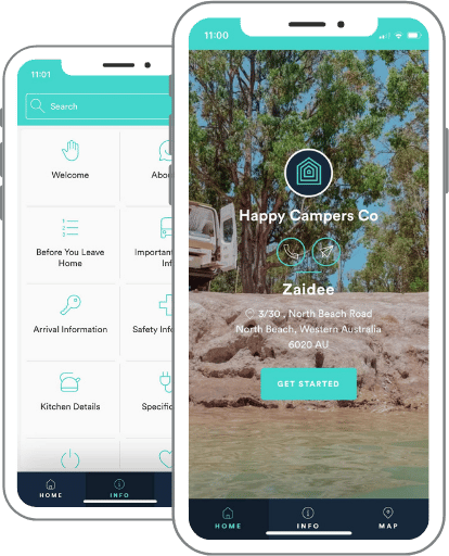 Happy Campers home & info Touch Stay digital guidebook for RVs - Happy Campers Company