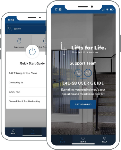 Lifts for Life Lift operations guidebook app - home tab & quick start info