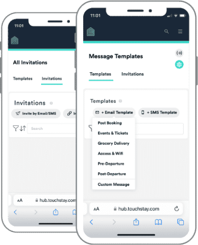 Memo optimised for mobile two iphones, one slightly behind the other, each showing screenshots of Memo on mobile