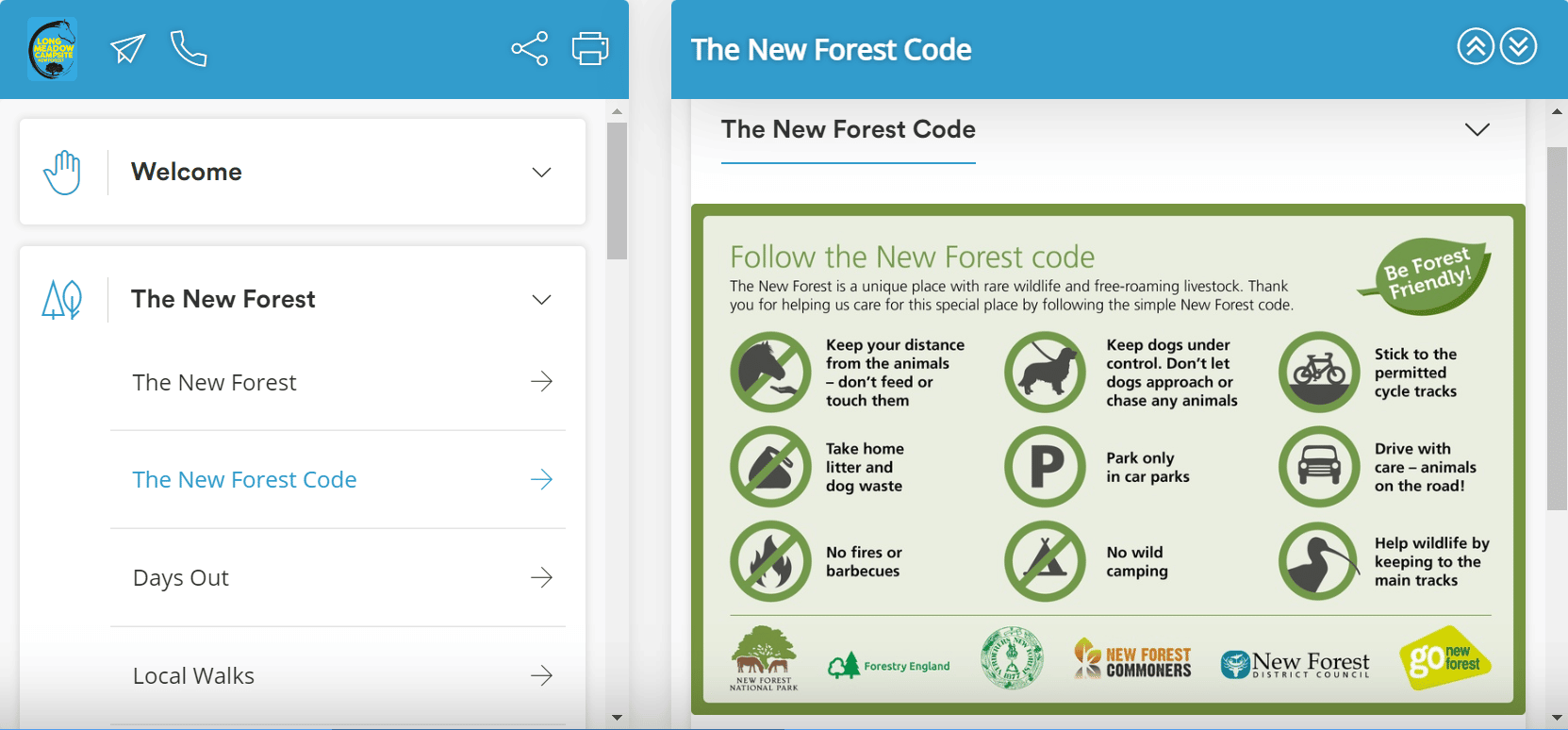 Long Meadow Campsite – New Forest Code Long Meadow Campsite Screenshot of The New Forest Code