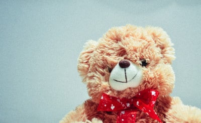 teddy with a red bow