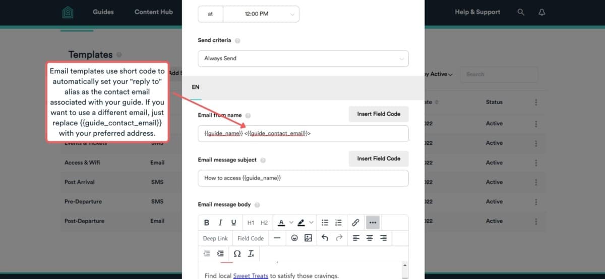 screenshot of Memo tab - setting your email alias