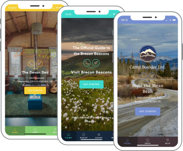 three guidebook examples three digital guidebooks overlapping one another: one glampsite guide, one tourist guide, & one RV guide act as case studies of how interactive guides can benefit a range of operators