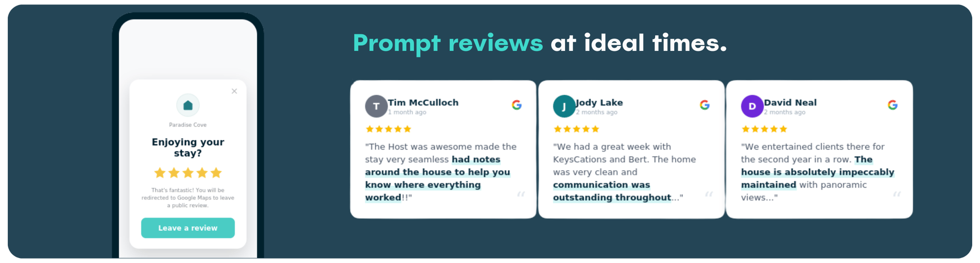 Prompt guests to leave reviews at the perfect time. (1300 x 350 px)