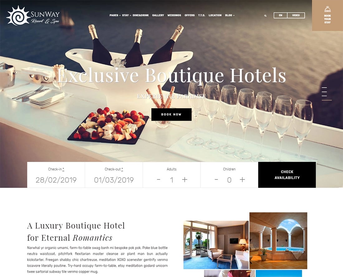 Sunway website templates for short-term vacation rentals
